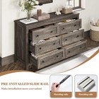Farmhouse 2 Piece Bedroom Set Queen Size Bed Frame 6 Drawer Dresser Grey