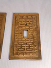 2 Vintage Mcm Asian Greek Key Hollywood Regency Cast Metal Wall Switch Plates