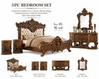 Luxury 5pc King Gold Brown Classic Master Bedroom Set Traditional Bed d m 2n