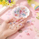 100pcs Transparent Bowknot Glass Beads 10 Colors Baking Painted Crystal Bow Loos