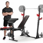 900lbs Olympic Weight Bench Set With Squat Rack  Preacher Curl Full Body Workout