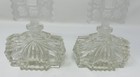 2 Vintage Stamped Czechoslovakia Cut Glass Perfume Bottle Etched Flowers Flaws