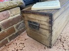 Old Antique Pine Chest  Vintage Wooden Storage Trunk  Blanket Box  Coffee Table 