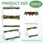 25 Pcs Christmas Place Cards  Red Bow Blank Tent Name Cards For Food Buffet     