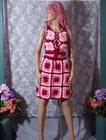 Vintage 70s Skirt Vest Set 1970s Crochet Red   Pink Boho Hippie Mod Size Small