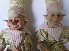 Christmas Elves Pixies Posable Dolls Pink Gold Whimsical 17  Mystical Fairies