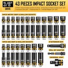 Boen Pro 3 8  Drive Impact Socket Set  43-piece Sae 5 16 -3 4     Metric 8-19mm 