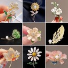 Fashion Crystal Pearl Camellia Flower Brooch Pin Women Wedding Bouquet Jewelry