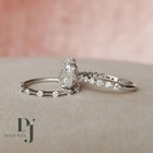 Solid 14k White Gold Moissanite Bridal Set Engagement Ring 2 50 Carat Oval Cut