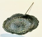 Antique Victorian Gilt Brass Embossed Oriental Carpet Style Hat Pin Hatpin