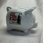 Vintage Coca Cola White Piggy Bank Pig 3    Drink Coca Cola