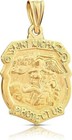 Solid 14k Yellow Gold Saint Michael The Archangel Catholic Badge Pendant  Unisex