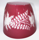 3 Lovely Antique Loetz Glass Pink Cut To White Lamp Shades - Etched  patent 