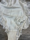 Vtg 80s 90s Unbranded 100  Silk Ruffle Lace Teddy Bodysuit Cream Size M