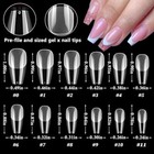  600pc Gel X Nail Tips Clear Fake Nails Full Cover False Nail Medium Coffin