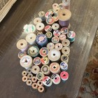 Lot Of Wood Spools Estate Cotton Silk Huge
