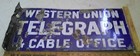 Western Union Sign Vintage Double-sided Porcelain Flange Telegraph Collectible