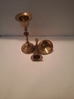 Pair Of Vintage Solid Brass Candlestick Holders     4 5  Or 5    Tall 