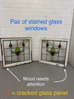 Pair Of Reclaimed Stained Glass Window Panels