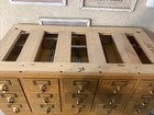 Vintage 15 Drawer Library Card Catalog File Oak Apothecary Cabinet  read