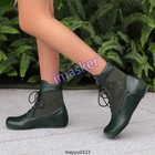 Women s Lace Up Square Toe Hidden Wedge Heel Ankle Boots Casual Shoes Oversize