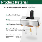 80 Pcs Spdt Micro Slide Switch 3 Pin 2 Position small 3mm Vertical Silver 