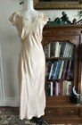 Vintage 1930s Bias Cut Pink Satin Slip Dress Lace Flutter Sleeve Nightgown S m