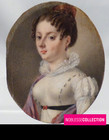 Antique Early 1800s French Empire Hand Painted Gouache Miniature Woman Portrait