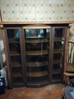 Antique Victorian Empire Oak China Cabinet Bow curved Glass Front 62h X42w X16d
