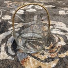Clear Glass Bowl Ice Bucket Fruit Rice Snack Rattan Handle 6  Dia Mid Century 