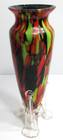 Vintage Czech Spatter Glass Vase Tripod Legs 8 1 4  Tall Art Deco 1930 s
