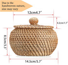 Round Rattan Basket Boxes With Lid Hand-woven Wicker Storage Baskets Bin Decorat