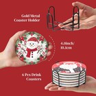 Christmas Coasters With Metal Holder Vintage Santa Drink Coasters Coasters Ro   