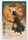 Winsch Schmucker Halloween Witch Dance 1911 Jol Green Goblin Spooks Fan Postcard