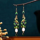 Vintage Gold Tone Peacock Earring Crystal Jade Drop Dangle Earrings Party Gifts