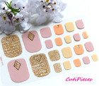 Nail Art Self Adhesive Full Toe Polish Wrap Sticker 3d Gem Gold Glitter Tip Tx15
