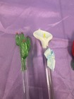 Swizzle Sticks Stir Sticks Glass Hand Blown  Lot Of 7 Various 1 Damaged Read 