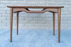 Mid Century Danish Modern Woodgrain Formica   Elm End Table