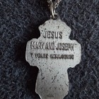 Vintage Holy Family Cross Pendant Necklace Jesus Mary Joseph 7 Years Indulgence