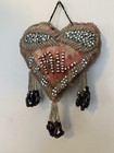 Antique 1900s Native American 5 5    W Raised Beadwork Heart Whimsey Pin Cushion