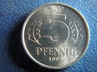 1990 East German Aluminum 5 Pfennig-brilliant Uncirculated-last Year Of Issue