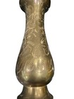 Vintage Mjk India Brass Vase Home Decor With Floral Etching Design 10  Tall