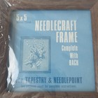 Vintage Needlecraft Frame Wood 5 x 5  Needlepoint Embroidery Walnut Finish Usa