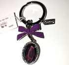 Nwt  Coach Purple Gem   Bow Pave Jewel Key Fob Ring Keychain   Bag Charm  93006