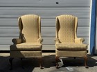 Pair Of Vintage Fireside Elongated Wingback Chairs