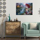 Japanese Geisha In Kimono With Umbrella Walking  Wall Art Canvas Poster