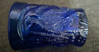Vintage Cobalt Blue Shot Glass Cup Miniature   Bird Motif Peacock Toothpick Hold