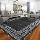 Washable Area Rugs For Living Room Modern Solid Bordered Soft Geometric Carpet