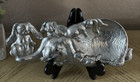 Arthur Court Aluminum Bunny Rabbit Family - 1994 Spoon Rest   Trinket Tray