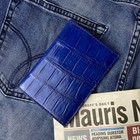 Double Side Leather Passport Blue Skin Men s Bifold Passport Case